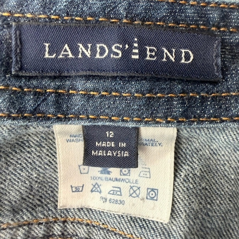 Lands End Womens Denim Mini Skirt Size 12‎ Blue Cotton Casual Medium Wash Slit - Picture 4 of 9